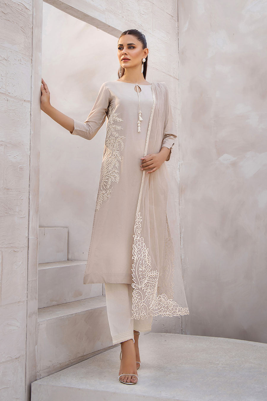 Readymade Pure Cotton Embroidered Kurta Set with Dupatta