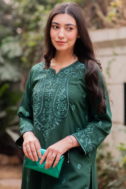 Green Kurta with Straight Pants