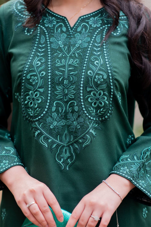 Green Kurta with Straight Pants