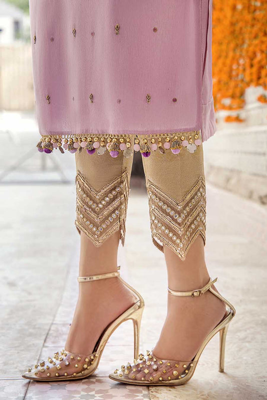 Purple Pure Resham Karandi Suit Size 44