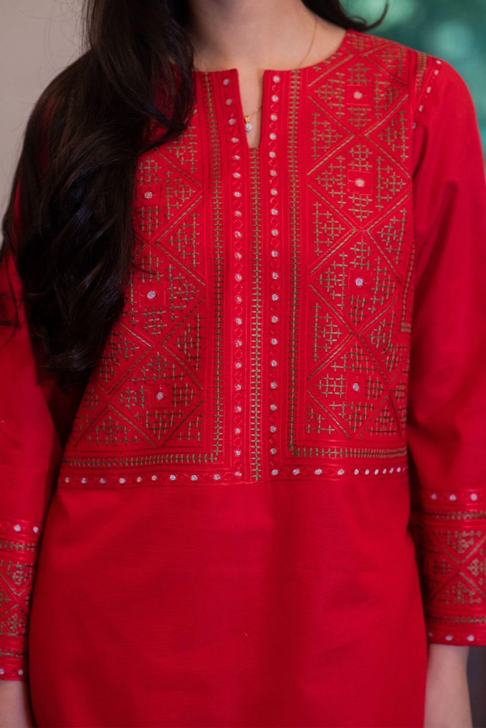 Red Kurta with Trousers