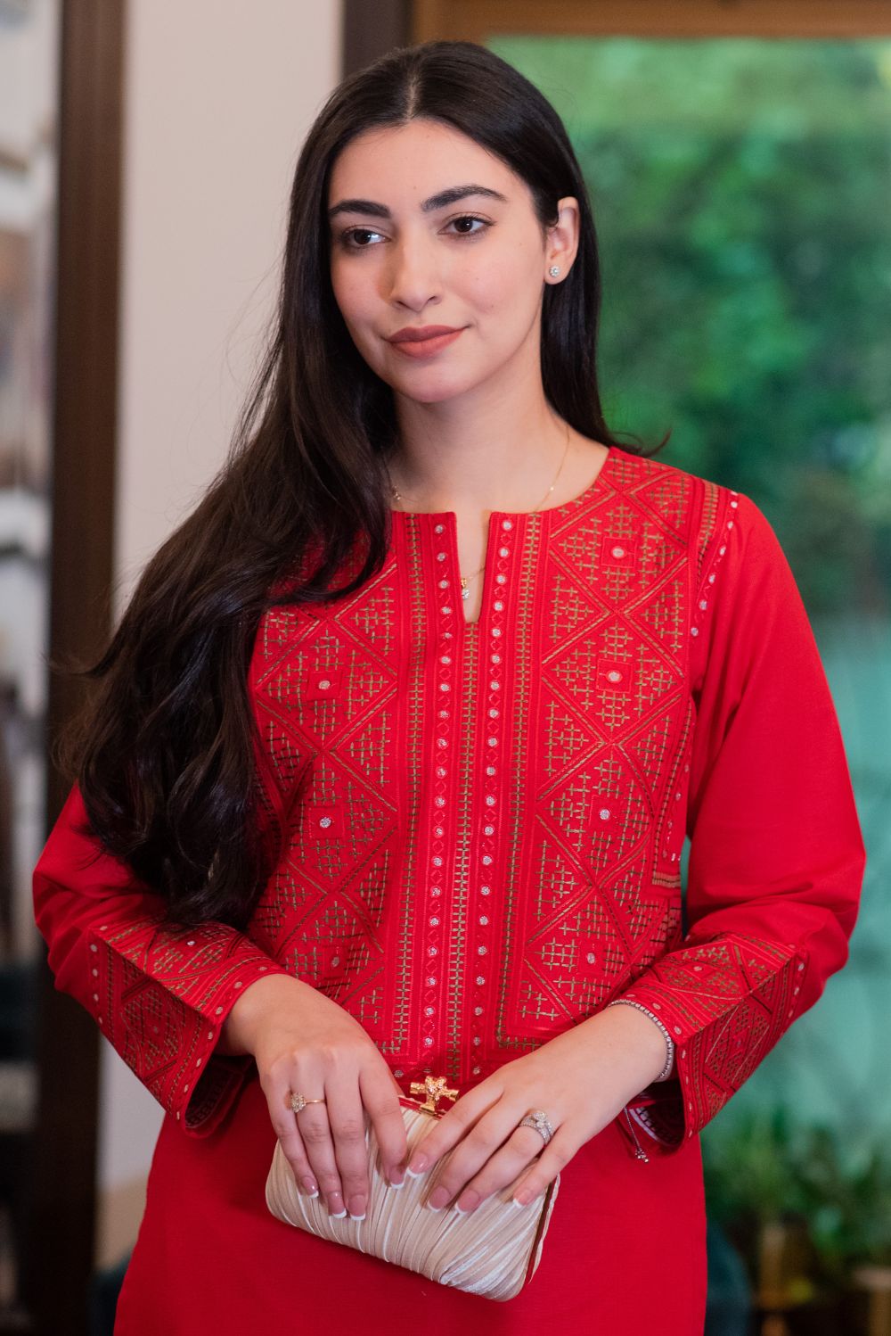 Red Kurta with Trousers