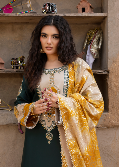 Emerald Green Crush Sharara with Dupatta Online in Dubai DXB UAE Abudhabi Meena Bazaar