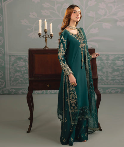 Emerald Green Silk Designer Suit for Women Online in Dubai UAE Abudhabi Ajman Sharjah