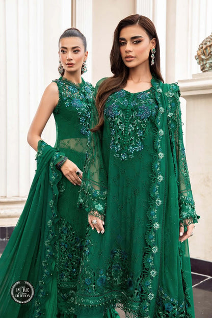 Emerald Green Chiffon Chikankari Suit