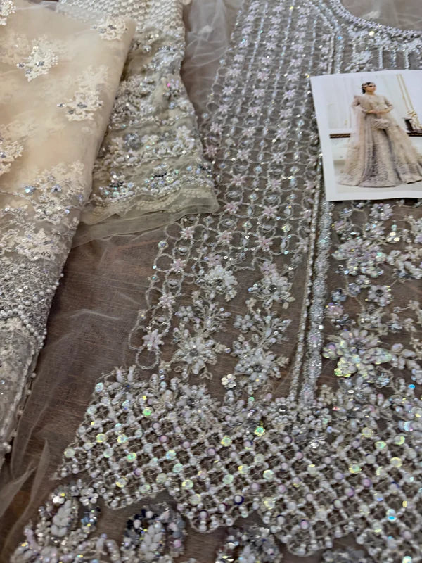 Ivory Handmade Nikah Engagement Bridal Sharara