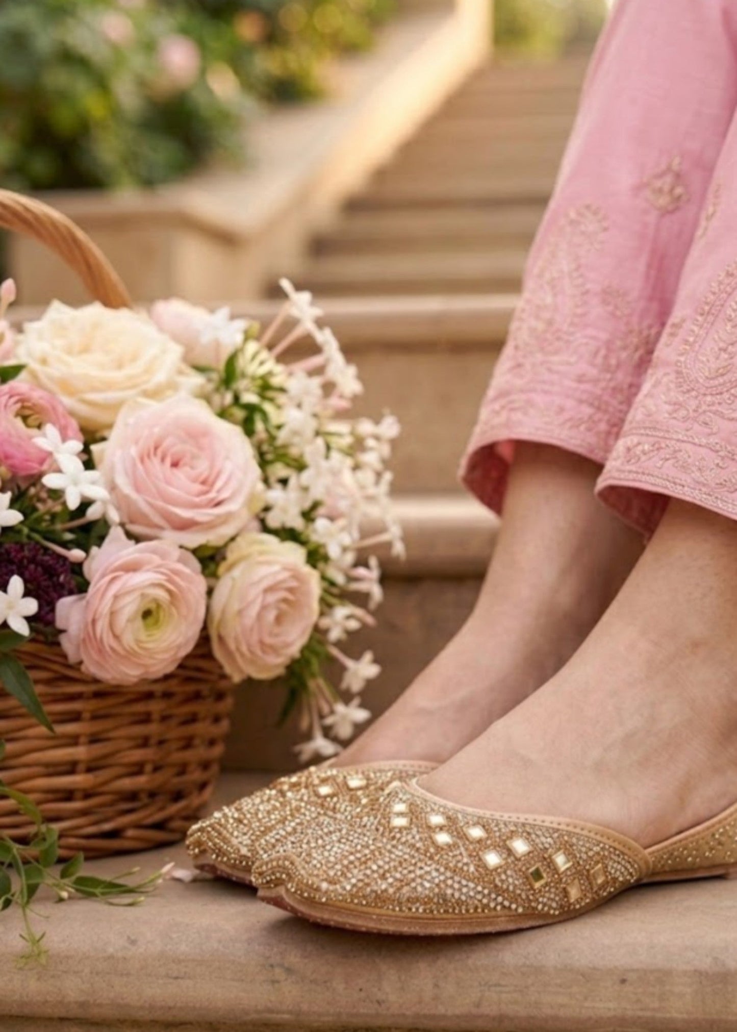 Ethnic Beige Khussa Footwear Online in Sri Lanka India Australia