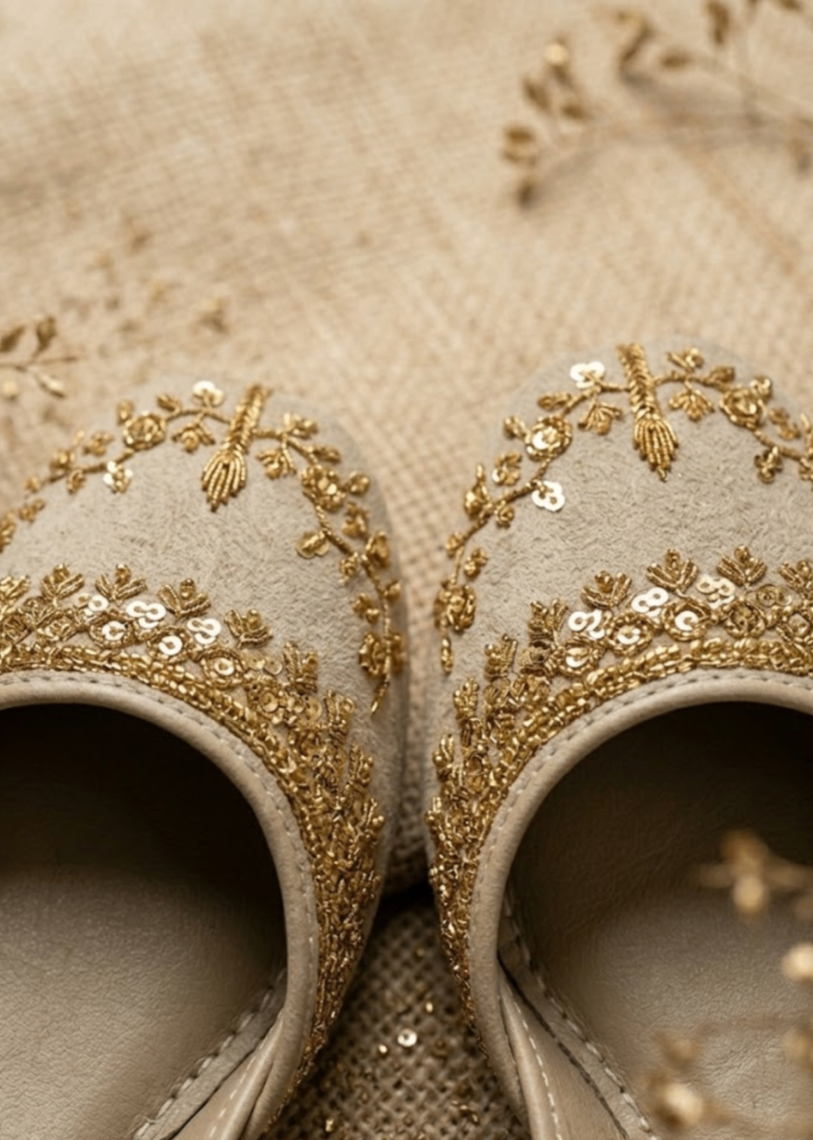 Ethnic Beige Velvet Mojari Online in UK USA Canada