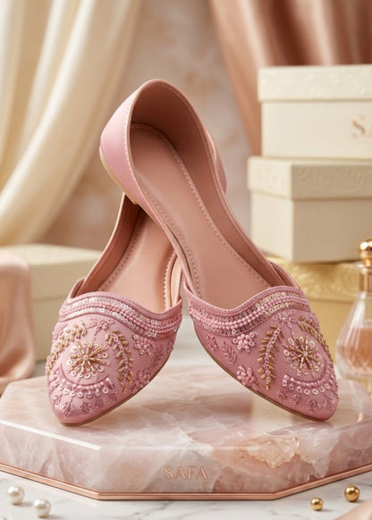 Ethnic Pink Khussa Footwear Online in UK USA Canada