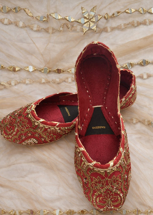 Ethnic Red Velvet Wedding Shoes Online in UK USA Canada