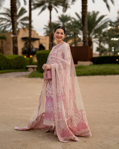 Faiza Saqlain Replica Pink Lawn Salwar Suit Online in KSA Riyadh Saudi Arabia Oman Bahrain Qatar