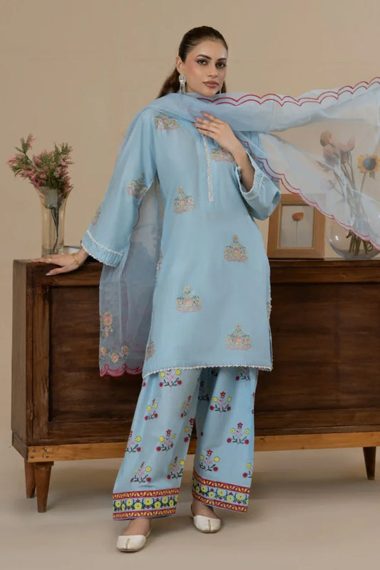 Lawn Embroidered Farshi Shalwar Suit