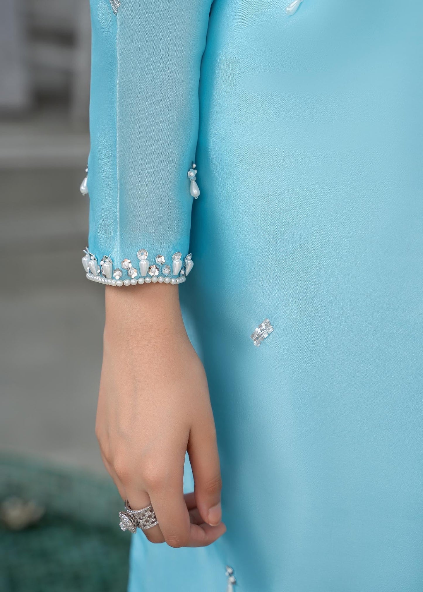 Ferozi Katan Silk Adda Work Party Wear Suit Online in Dubai DXB UAE Abudhabi Meena Bazaar