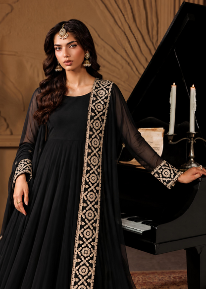 Festive Black Embroidered Chiffon Suit Online in Dubai DXB UAE Abudhabi Meena Bazaar