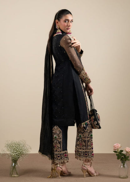 Festive Black Embroidered Organza Pakistani Suit Online in Sri Lanka India Australia