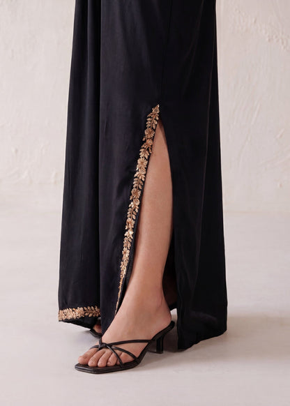 Festive Black Lawn Embroidered Kaftan Dress Online in Sri Lanka India Australia