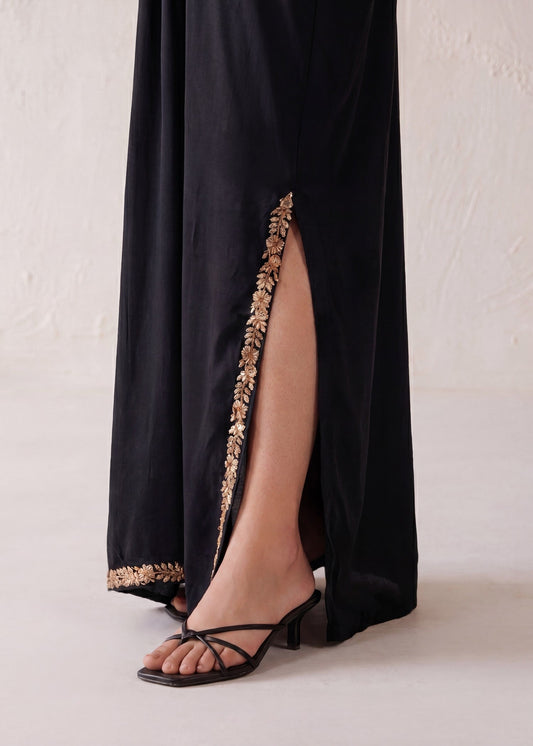Festive Black Lawn Embroidered Kaftan Dress Online in Sri Lanka India Australia