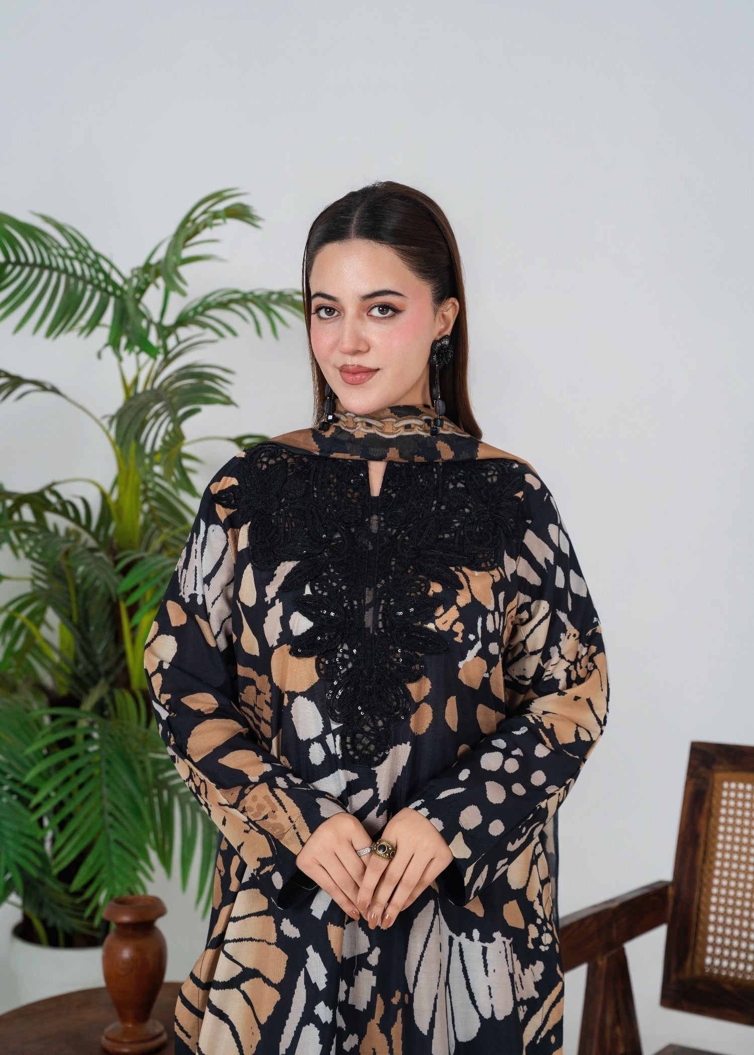 Festive Black Poly Lawn Dress Material Online in Sri Lanka India Australia