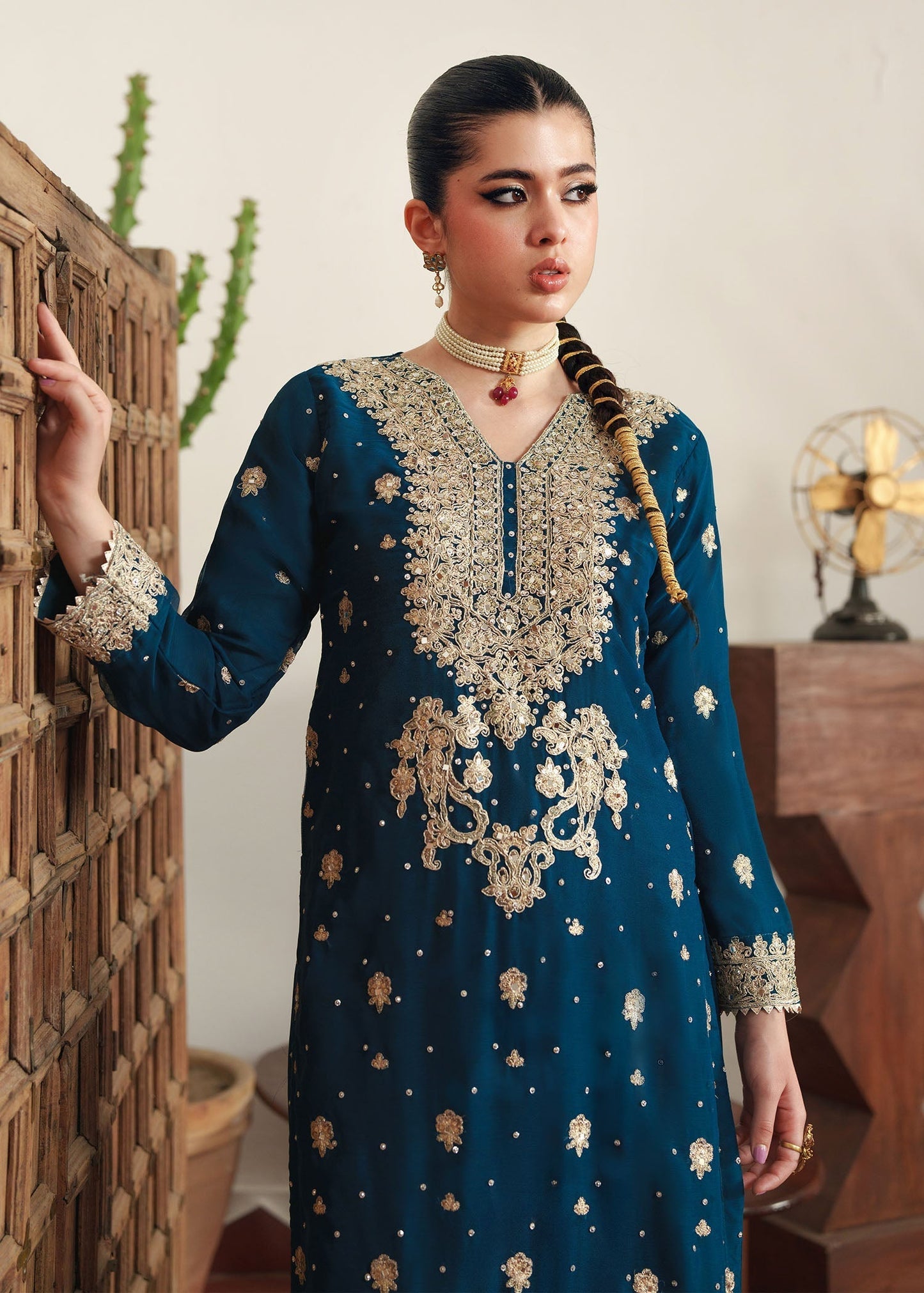 Festive Blue Chiffon Salwar Suit Online in Dubai UAE Abudhabi Ajman Sharjah