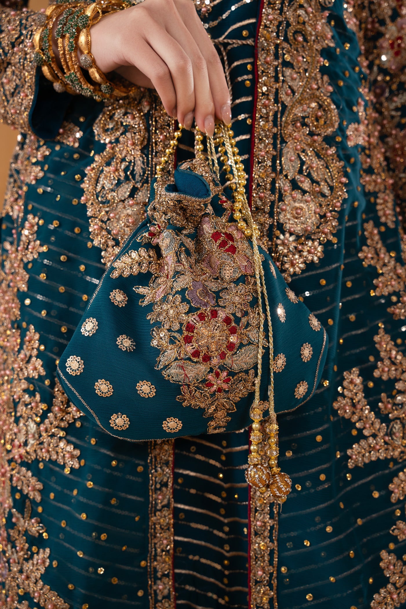 Festive Blue Embroidered Chiffon Ensemble Online in Sri Lanka India Australia