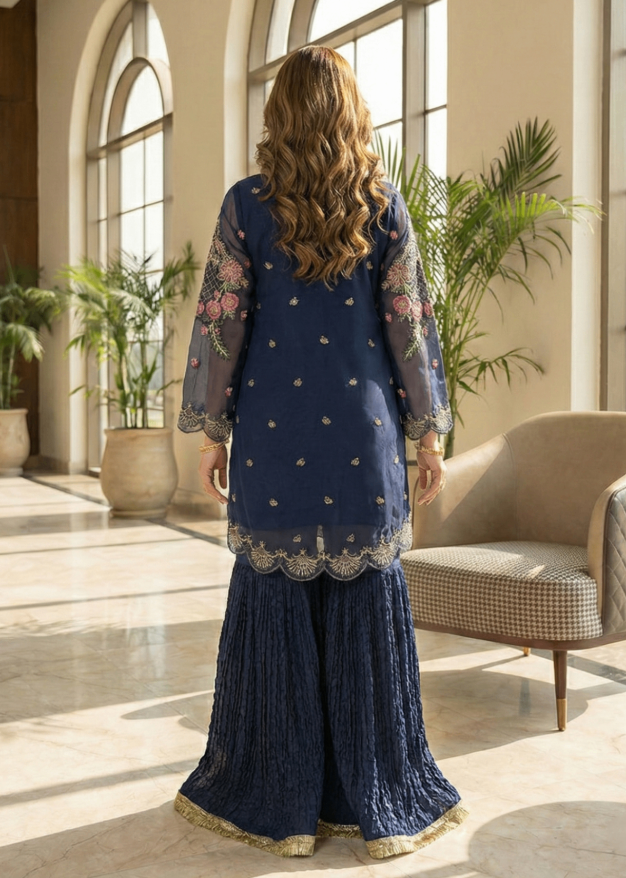 Festive Blue Organza Pakistani Suit Online in Sri Lanka India Australia