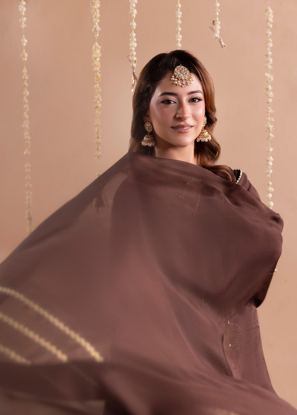 Festive Brown Raw Silk Pakistani Salwar Kameez Online in KSA Riyadh Saudi Arabia Oman Bahrain Qatar