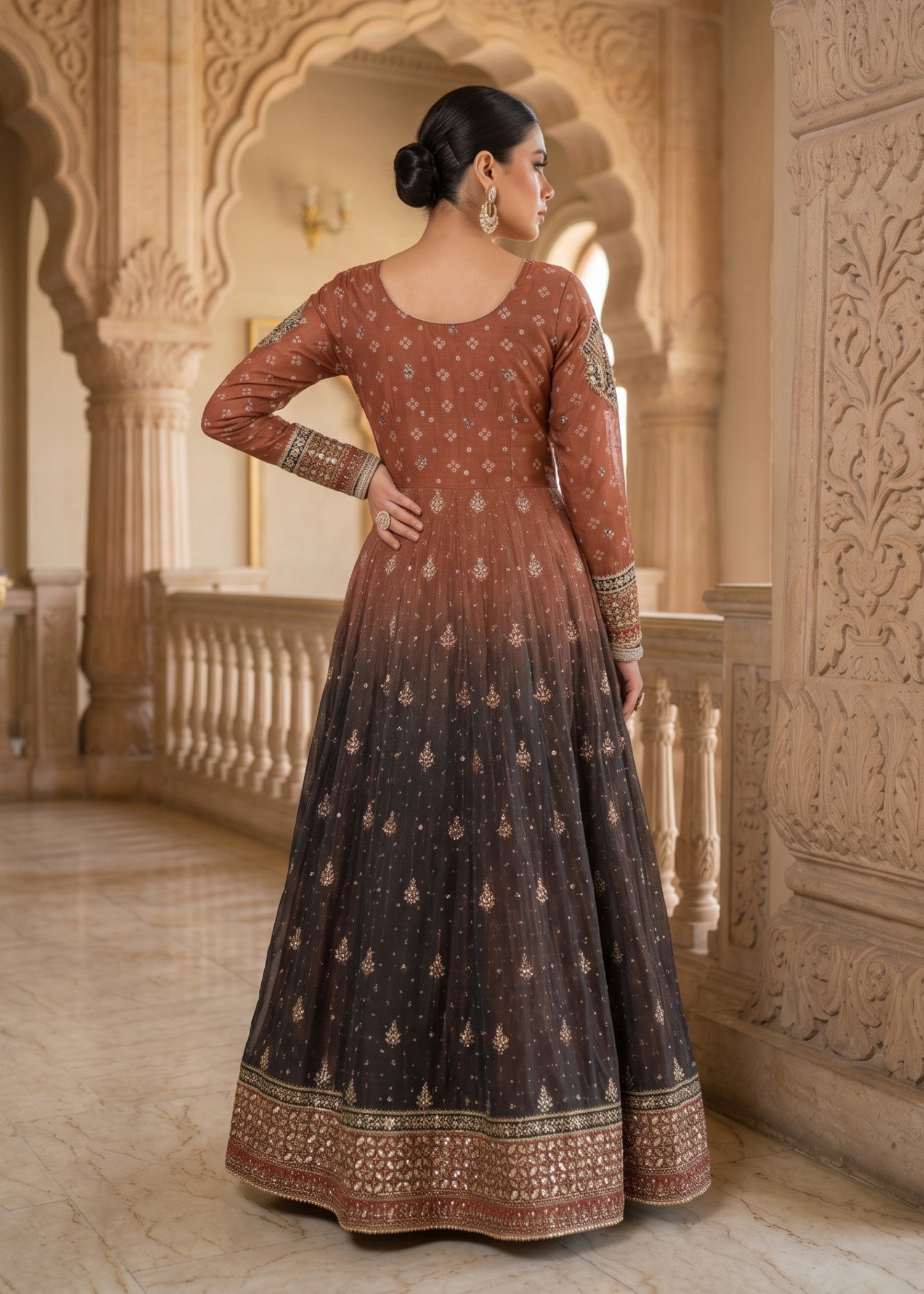 Festive Chiffon Maxi Suit for Women Online in UK USA Canada