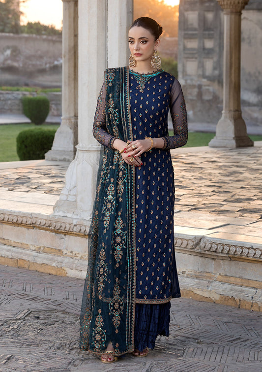 Festive Dark Blue Raw Silk Trouser Suit Online in Sri Lanka India Australia