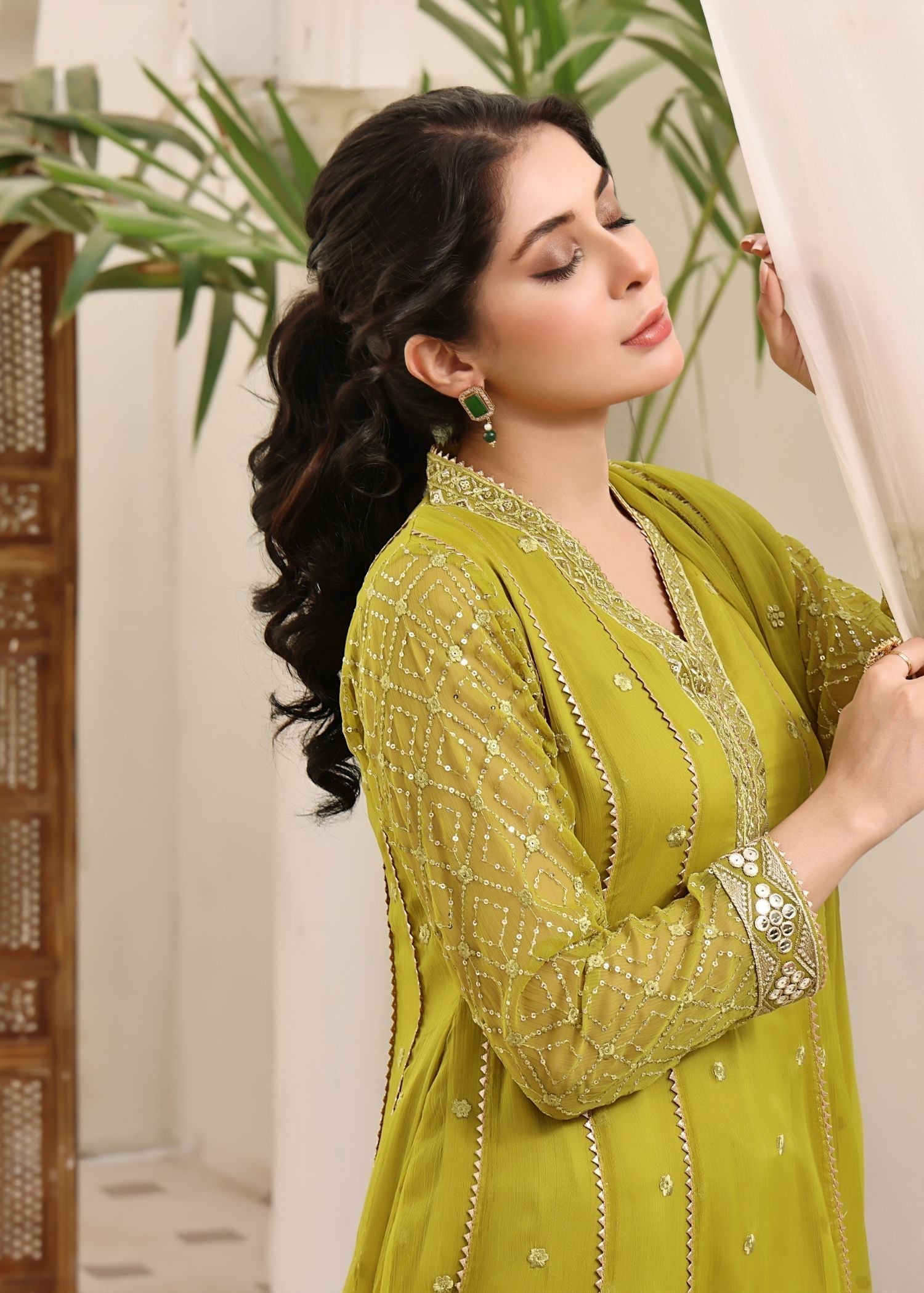 Festive Embroidered Chiffon Pishwas Dress Material Online in Sri Lanka India Australia