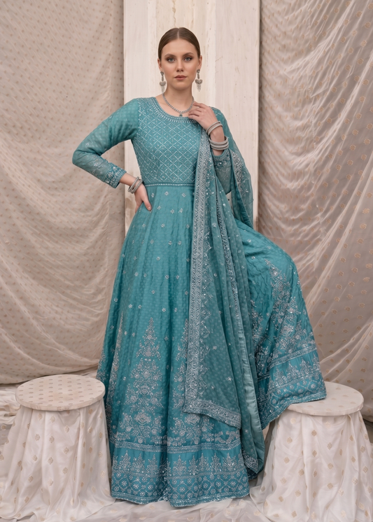 Festive Embroidered Chiffon Suit Online in Sri Lanka India Australia
