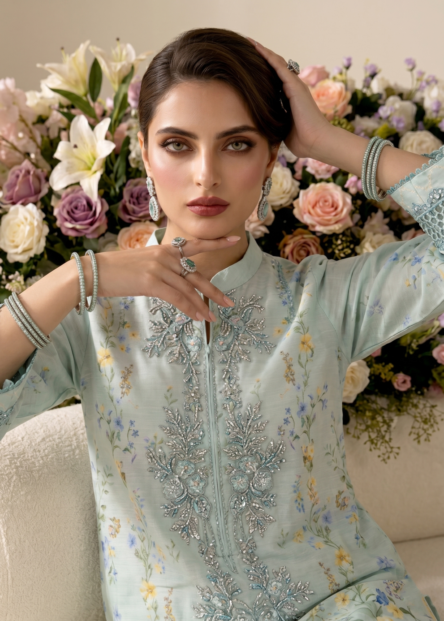 Festive Embroidered Raw Silk Kurta Set Online in Dubai UAE Abudhabi Ajman Sharjah