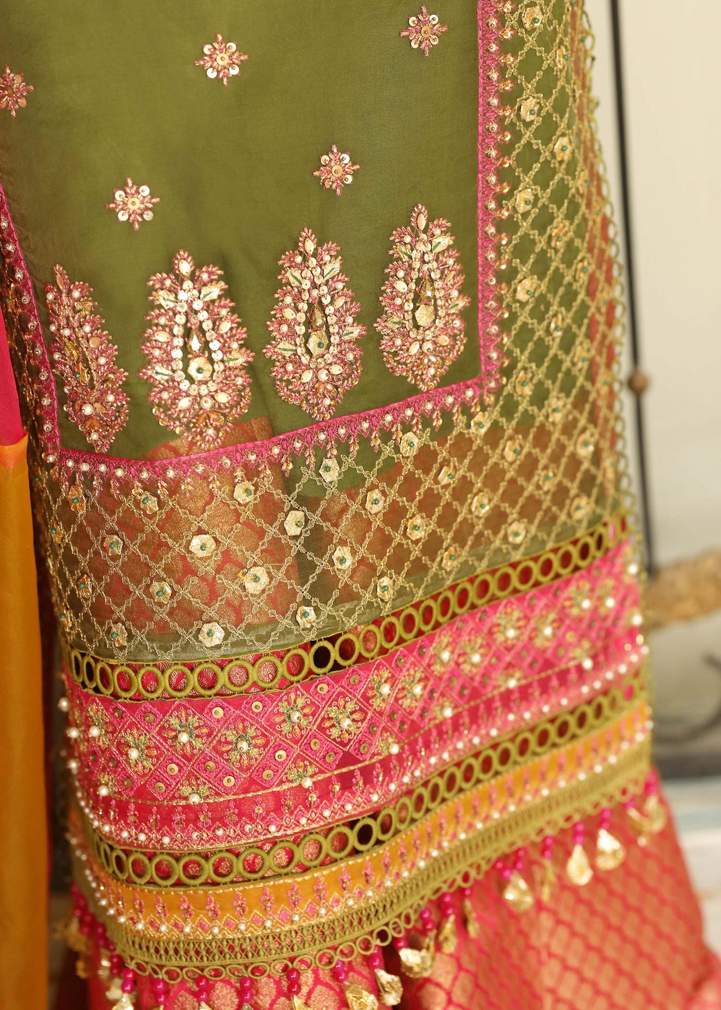 Festive Green Organza Pakistani Outfit Online in Sri Lanka India Australia