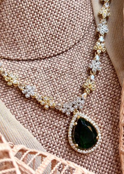 Festive Green Zircon Jewellery Set Online in KSA Riyadh Saudi Arabia Oman Bahrain Qatar