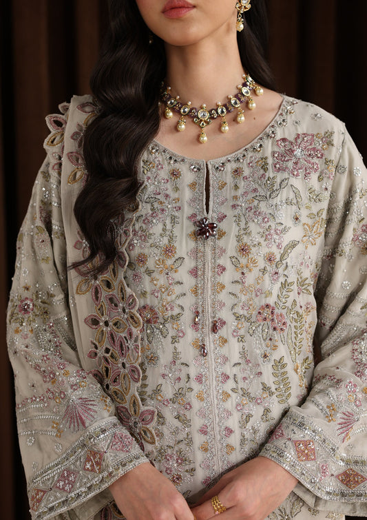 Festive Grey Chiffon Embroidered Suit Online in Sri Lanka India Australia