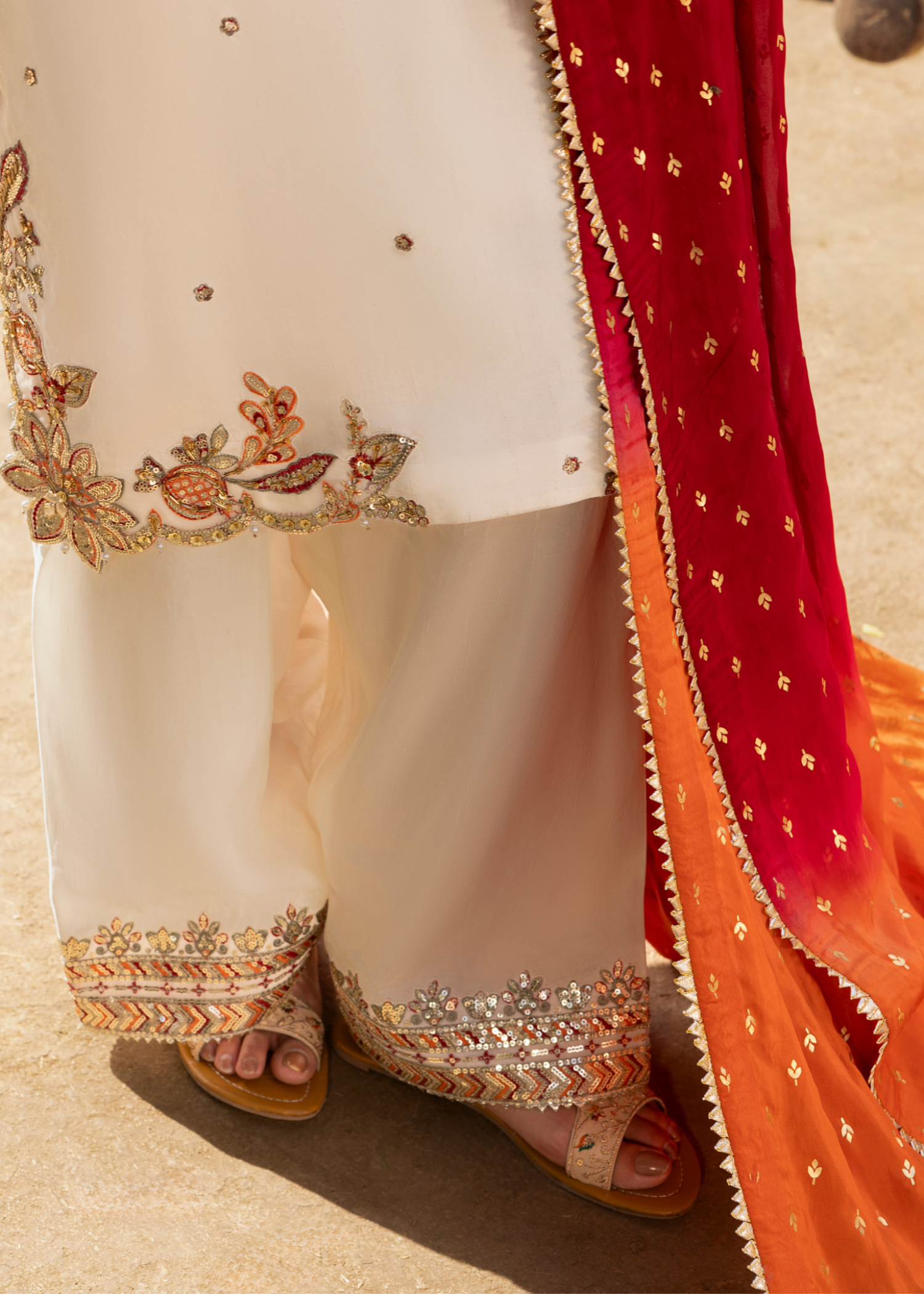 Festive Ivory Embroidered Farshi Suit Online in Sri Lanka India Australia