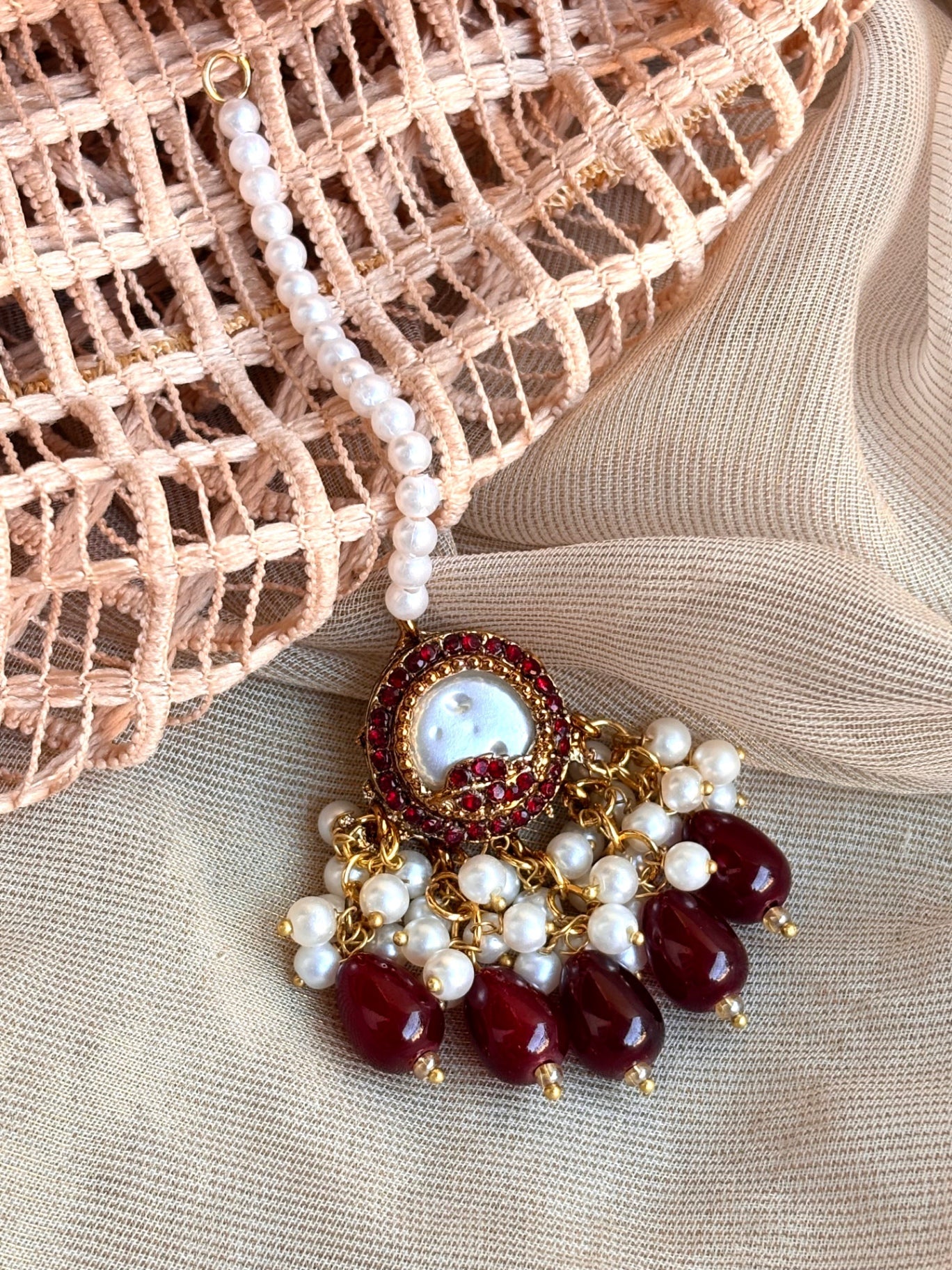 Festive Maroon Jewellery Set with Jhumka Online in KSA Riyadh Saudi Arabia Oman Bahrain Qatar