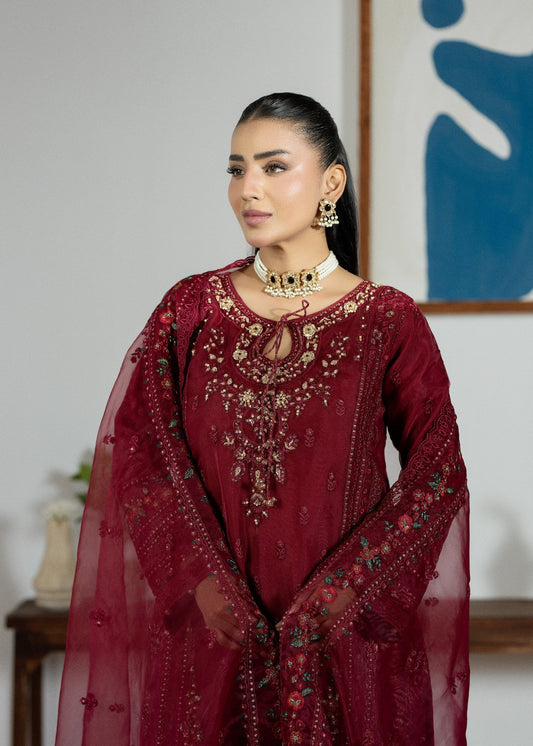 Festive Maroon Organza Kurta with Dupatta Online in Sri Lanka India Australia