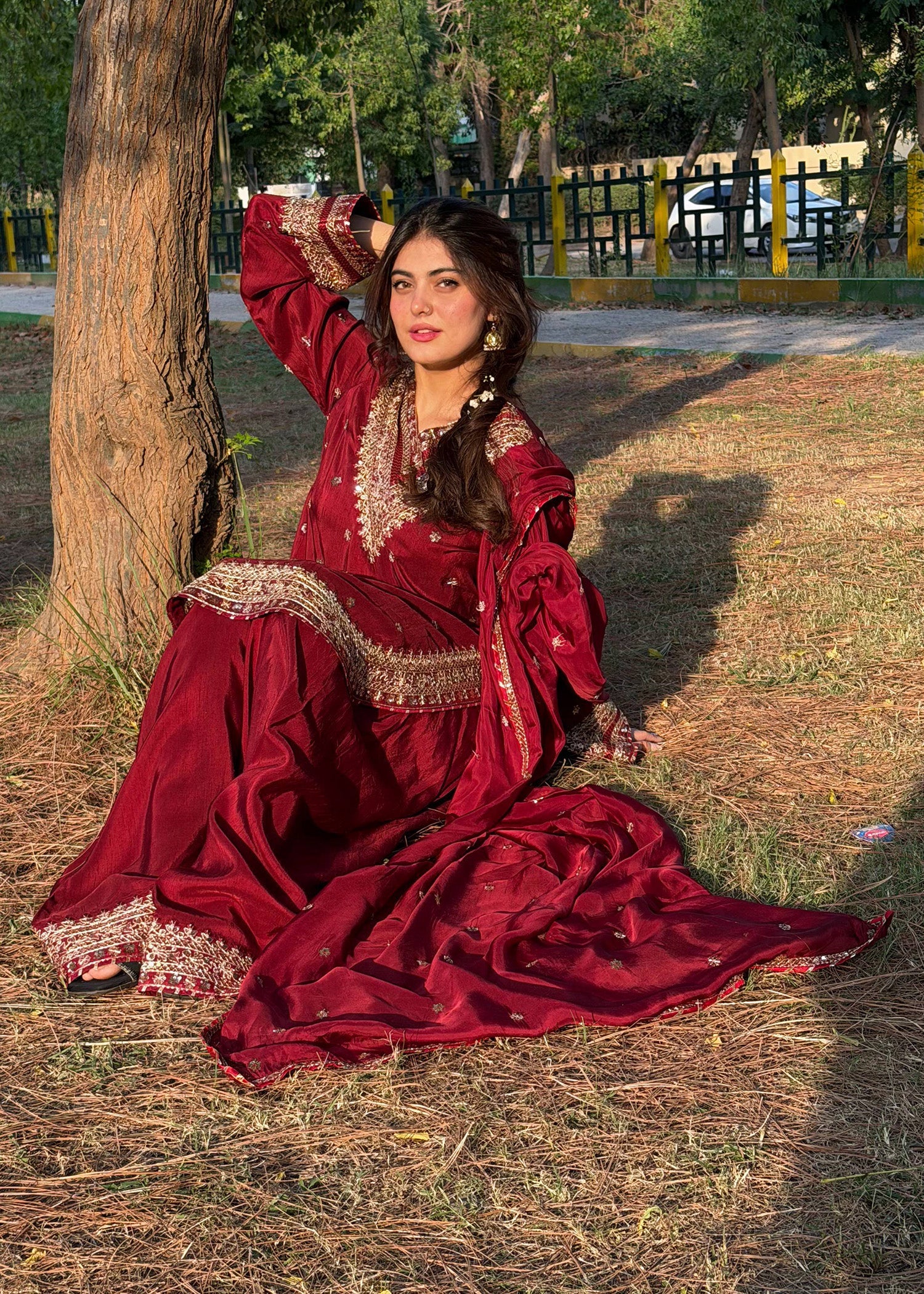 Festive Maroon Raw Silk Shalwar Kameez Online in Sri Lanka India Australia