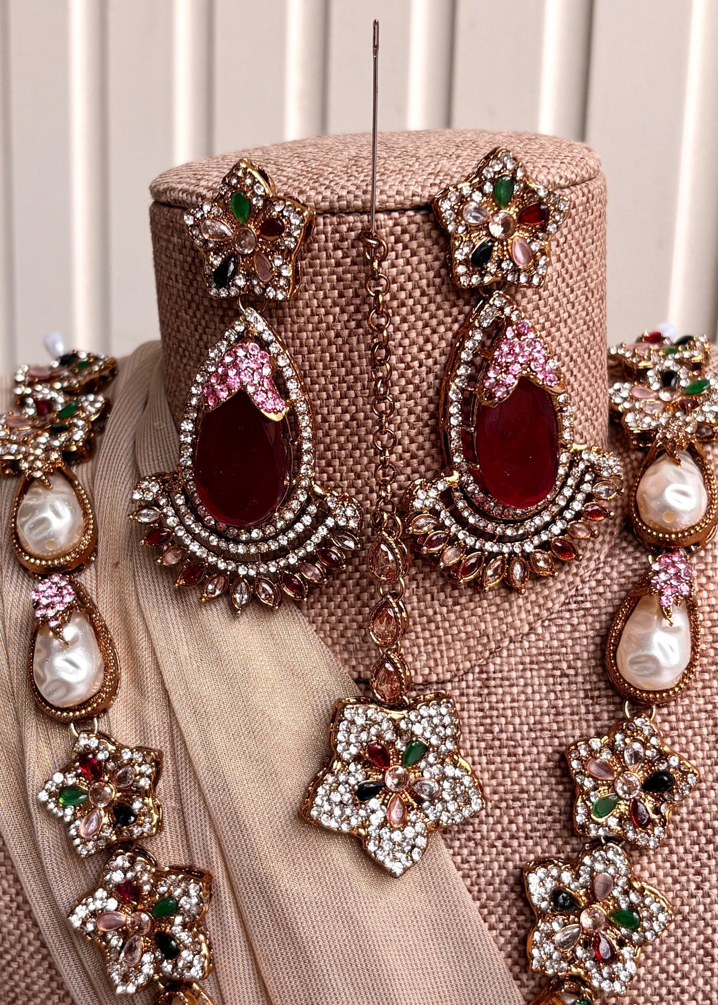 Festive Multicolor Necklace Set with Stone Work Online in UK USA Canada