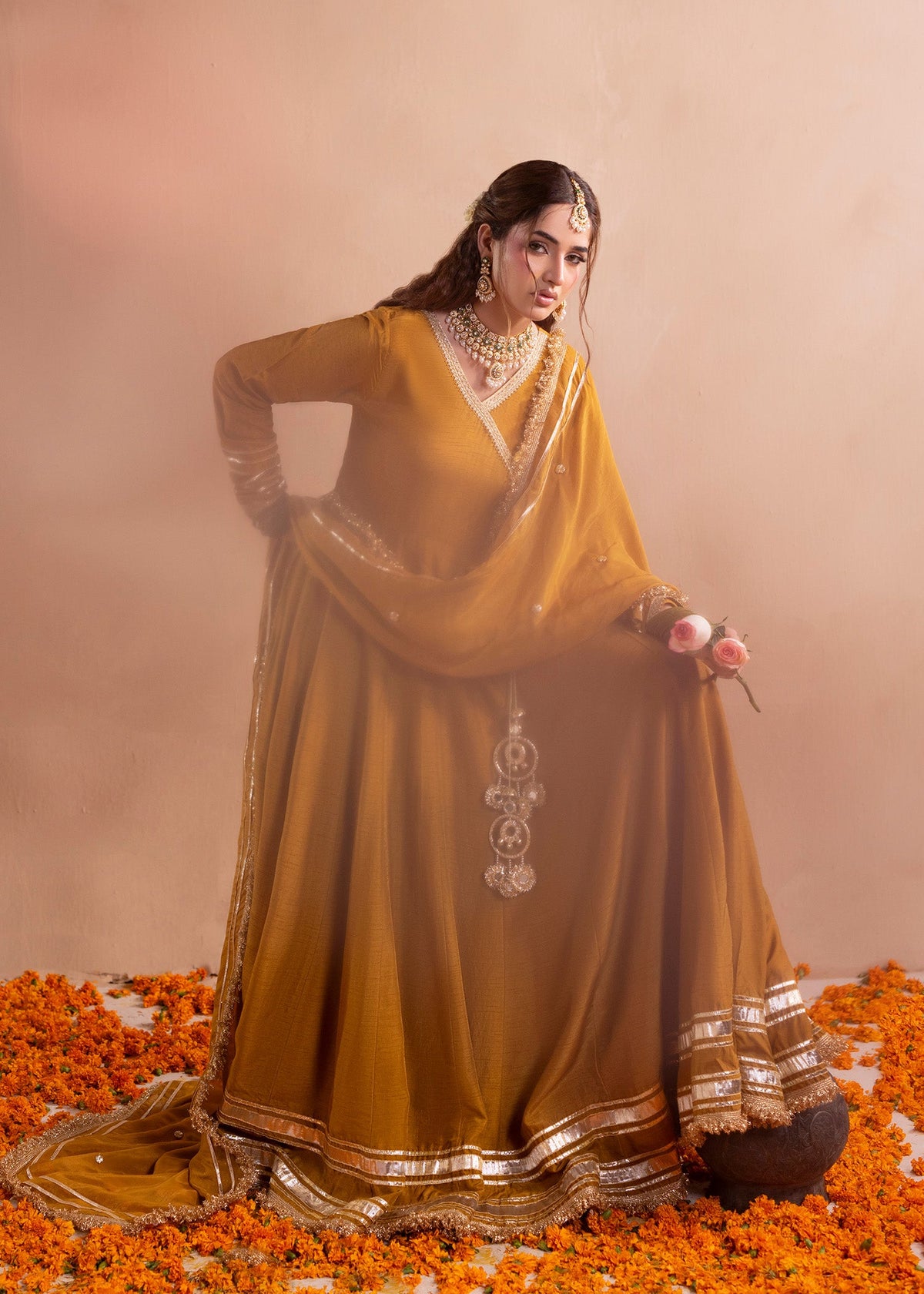Festive Mustard Raw Silk Pakistani Suit Online in Sri Lanka India Australia