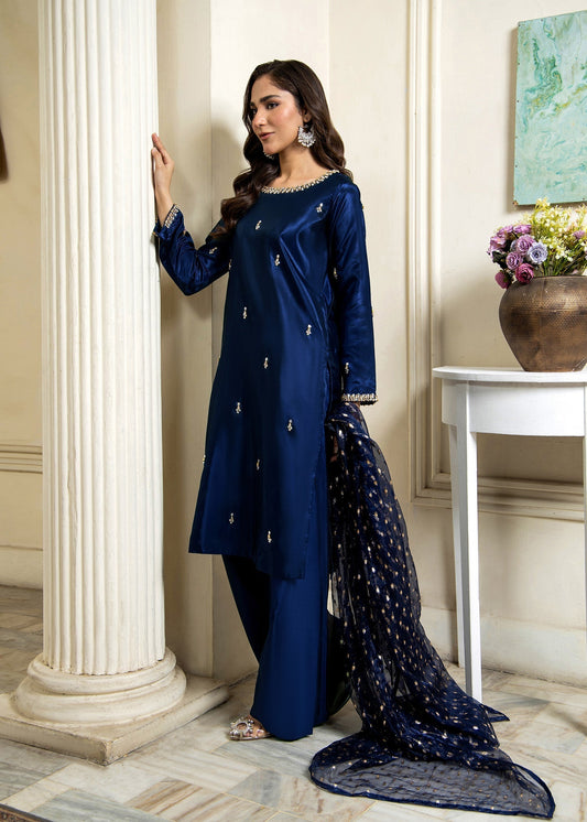 Festive Navy Blue Kattan Silk Long Kurta Online in Dubai DXB UAE Abudhabi Meena Bazaar