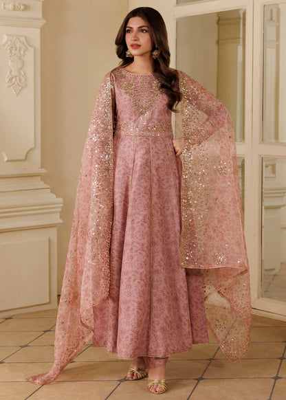 Festive Party Wear Baby Pink Khaddar Maxi Online in Sri Lanka India Australia