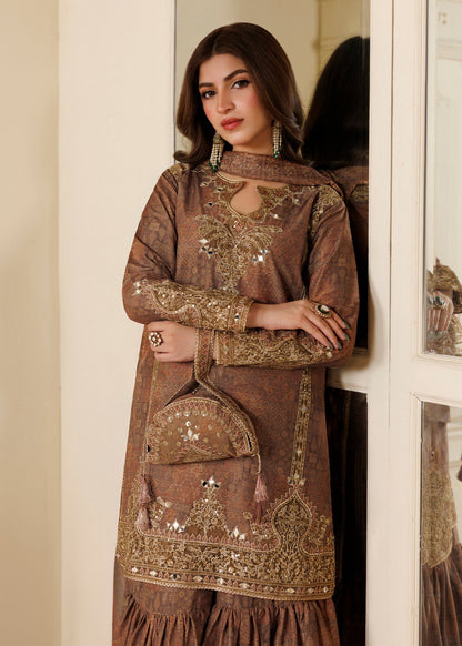Festive Party Wear Camel Brown Mirror Work Gharara Online in Sri Lanka India Australia