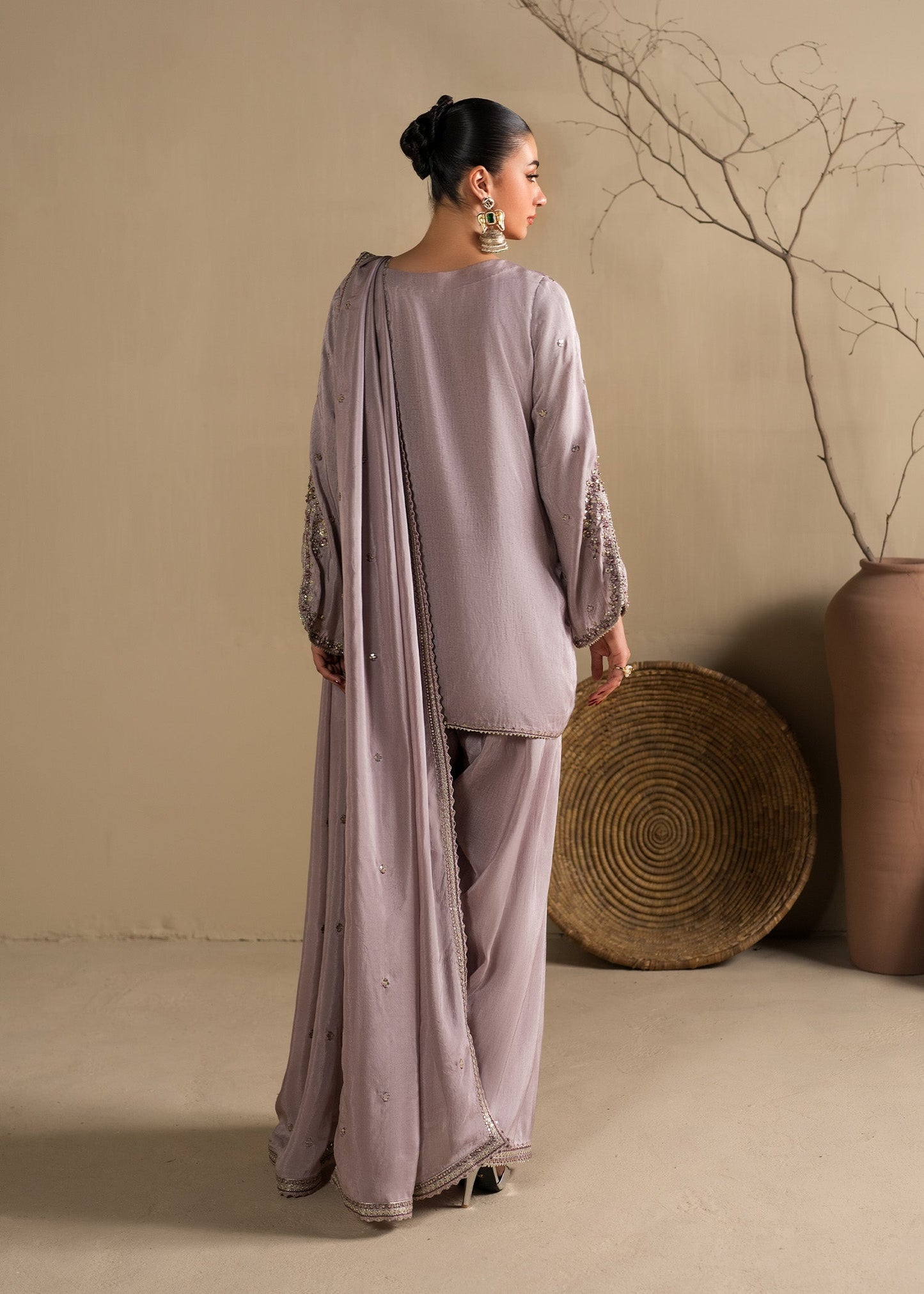 Festive Party Wear Lavender Raw Silk Suit Online in Dubai UAE Abudhabi Ajman Sharjah