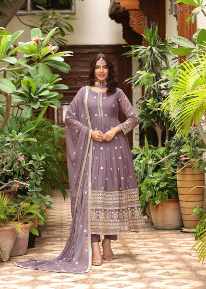 Festive Party Wear Mauve Pink Chiffon Dress Online in Sri Lanka India Australia