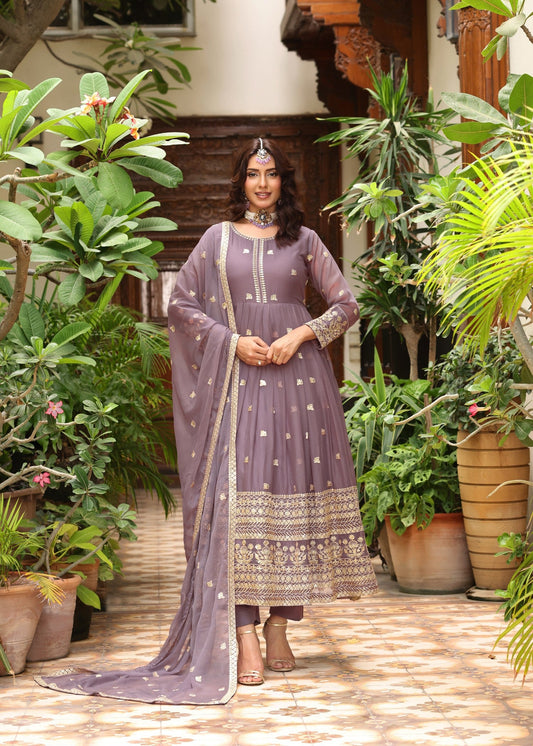 Festive Party Wear Mauve Pink Chiffon Dress Online in Sri Lanka India Australia