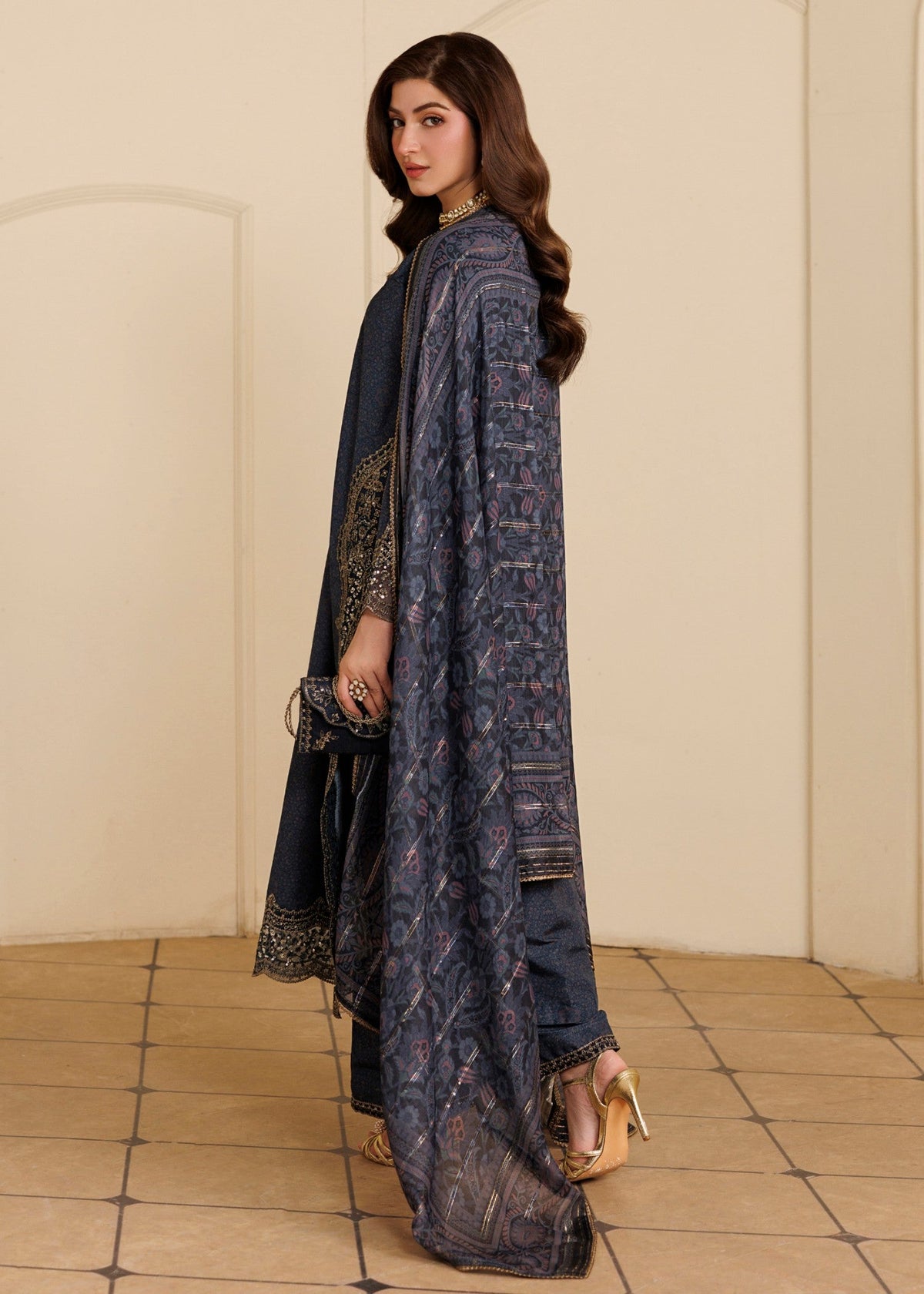 Festive Party Wear Midnight Blue Embroidered Pakistani Designer Suits Online in Sri Lanka India Australia