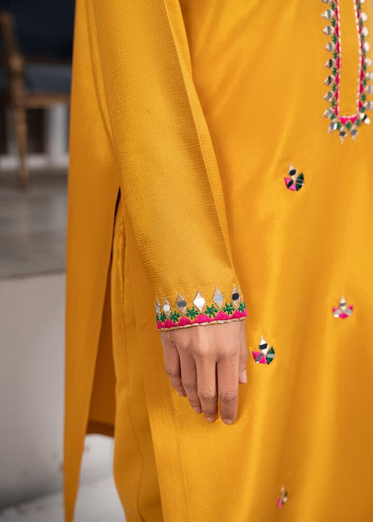 Festive Party Wear Mustard Kattan Silk Dress Material Online in Sri Lanka India Australia
