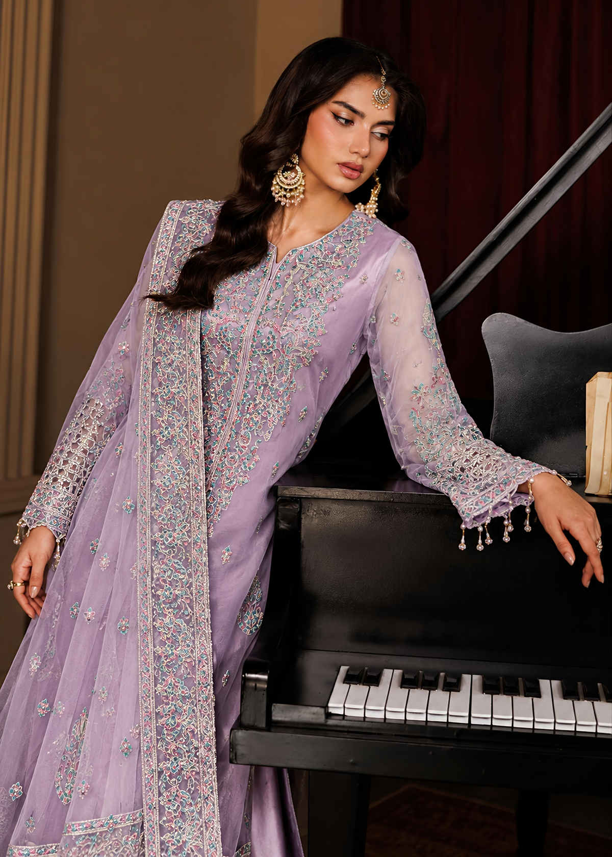 Festive Partywear Lilac Net Sharara Online in Sri Lanka India Australia