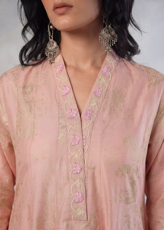 Festive Peach Embroidered Lawn Suit Online in Sri Lanka India Australia